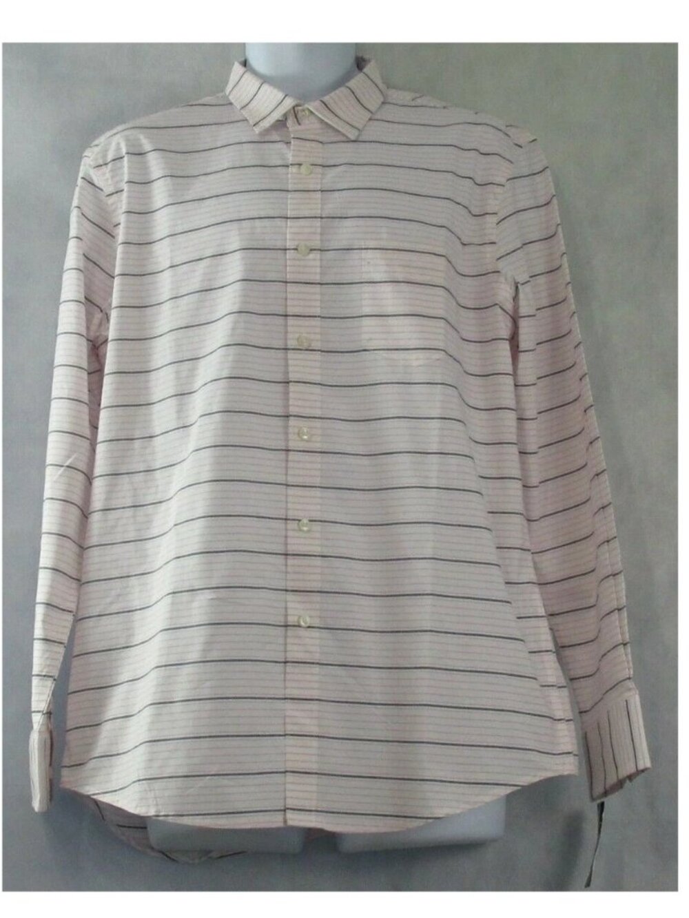 Club Room Men's Stripe Long-Sleeve Button-Down Shirt, White Pink Multi, Large